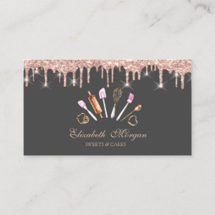 Chic Süßigkeiten Cupcake Rose Gold Tropfen Bäckere Visitenkarte