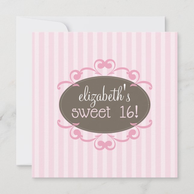 Chic Sweet 16 Anniversaire Invitation (rose) (Devant)