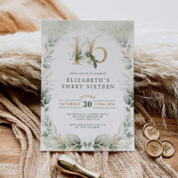 Chic Sweet 16 Botanical Greenery Gold Geburtstag