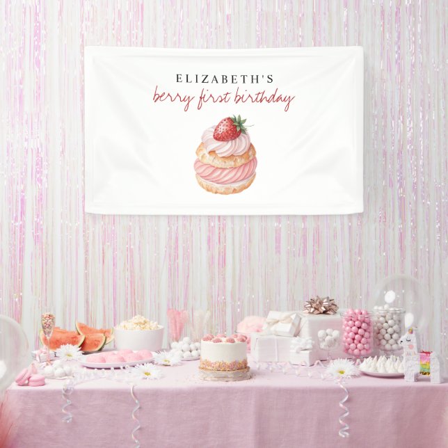 Chic Sweet Berry First Birthday Banner (Party)