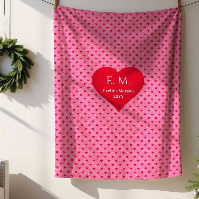 Chic Sweet Pink Hearts Valentine Gift for Couples Sherpadecke (Chic Sweet Pink Hearts Valentine Gift for Couples Sherpa Blanket)