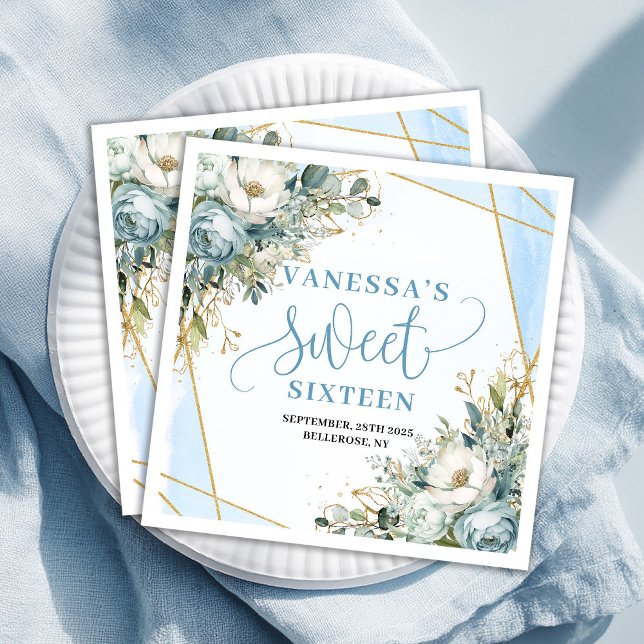 Chic Sweet Sixteen Eucalyptus Frame Table Party  Serviette (Chic Sweet Sixteen Eucalyptus Frame Table Party Paper Dinner Napkins)