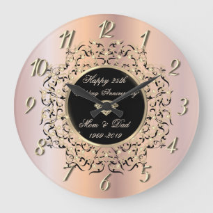 Chic Swirls Rose Gold 50 Wedding Anniversary Große Wanduhr