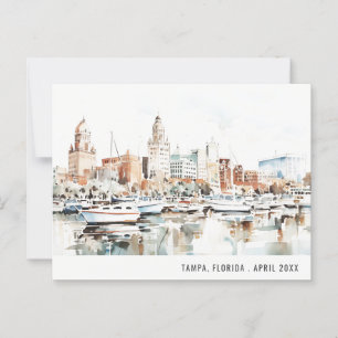 Chic Tampa Florida Horizont Wasserfarben Reise Postkarte
