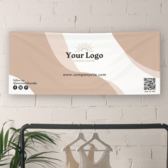 Chic Tan Boho Website Logo Event QR Code Banner (Von Creator hochgeladen)