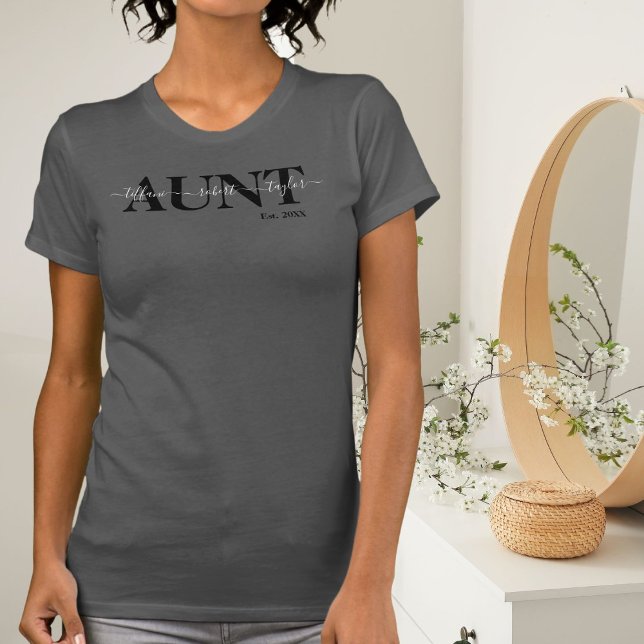 Chic Tante avec nom d'enfant Année T-shirt (Créateur téléchargé)