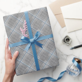 Chic Tartan Blue Gray Black Pattern Geschenkpapier