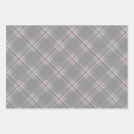 Chic Tartan Burgund, Schwarz und Weiß Geschenkpapier Set
