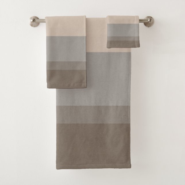 Chic Taupe, Creme und Grau gestreift Badhandtuch Set (Insitu)
