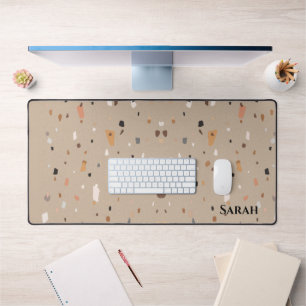 Chic taupe terrazzo Muster Schreibtischunterlage
