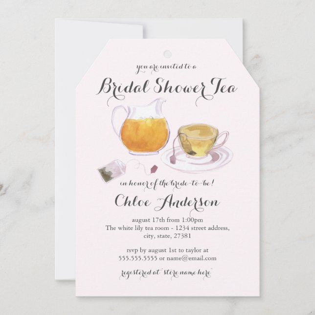 Chic Teacup Brautparty Tee Party Einladung (Vorderseite)