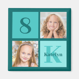 Chic Teal Birthday Party Custom Photo Collage Magnet