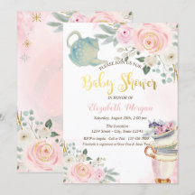 Chic Teekanne Tasse Pink Blume Babydusche