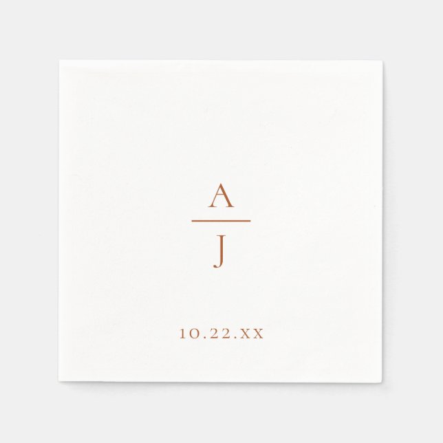 Chic Terra Cotta Monogram Wedding Napkins Serviette (Vorderseite)