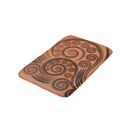 Chic Terracotta Fern Frond Swirl Bath Mat Badematte