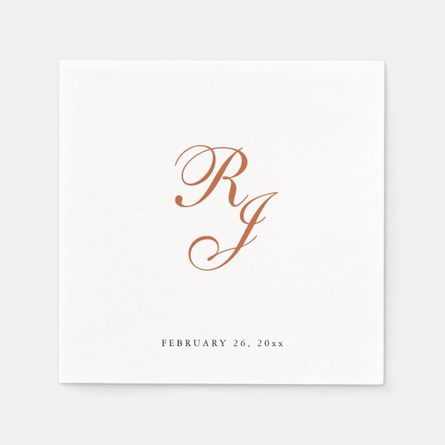Chic Terracotta Monogram Wedding Napkins Serviette (Vorderseite)