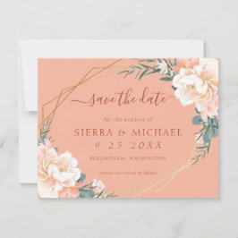 Chic Terracotta Peach Creme Gold Save the Date Einladung