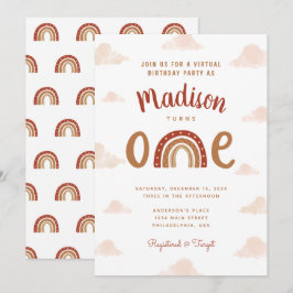 Chic Terracotta Rainbow Erster Geburtstag Einladung