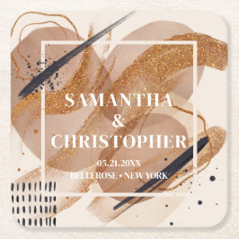 Chic Terracotta Rose Gold Glitzer Braun Farben Rechteckiger Pappuntersetzer