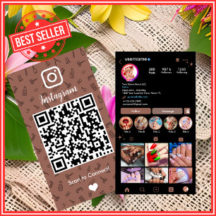 Chic Terrakotta-Nagelsalon Instagram QR Visitenkarte