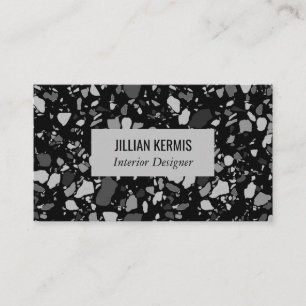 Chic terrazzo elegante Graustufen schwarz grau Visitenkarte