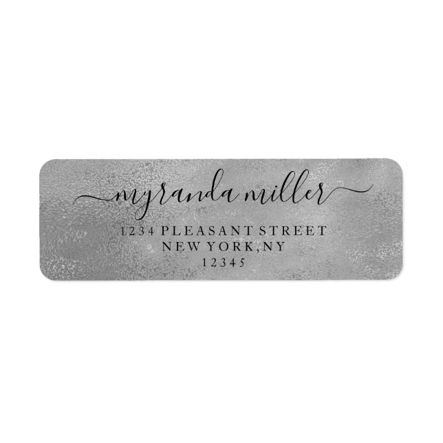 Chic Textured Silver Grau Rücksendeadresse Label (Vorne)