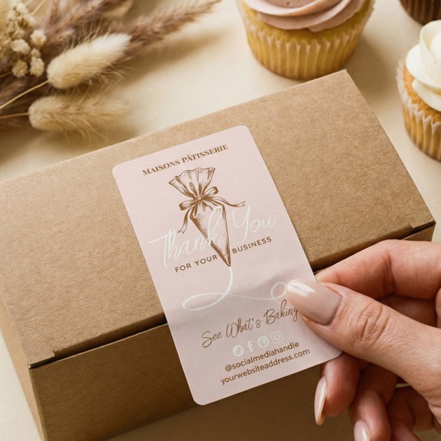 Chic Thank You Gebäck Spritzbeutel Bakery Bestellb (Chic Thank You Pastry Piping Bag Bakery Order Box Label)