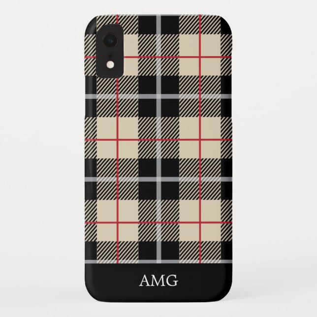 Chic-Thompson-Kameltartan-kariertes Monogramm Case-Mate iPhone Hülle (Rückseite)