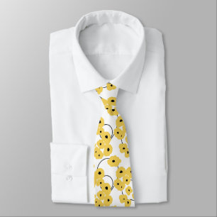 CHIC TIE_MODERN GELBE U. SCHWARZE MOHNBLUMEN KRAWATTE