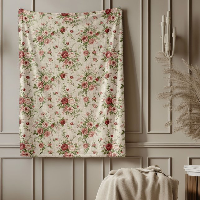 Chic Timeless Hütte Style verblasst florale Elegan Fleecedecke (Chic Timeless Cottage Style Faded Floral Elegance Fleece Blanket)