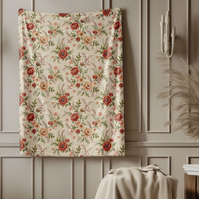 Chic Timeless Hütte Style verblasst florale Elegan Fleecedecke (Chic Timeless Cottage Style Faded Floral Elegance Fleece Blanket)