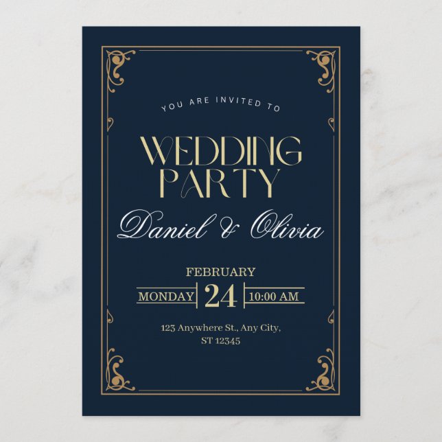 Chic & Timeless Wedding Invitation – Customizable  (Devant)