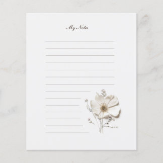 Chic Tiny Pressure Blume Lined Stationery Paper