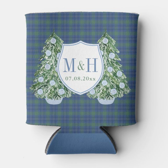 Chic Tipsy und Toasty Flannel Tartan Brautparty Dosenkühler (Vorderseite)