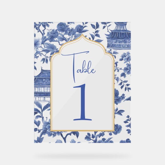 Chic-tique Chinoiserie Tischnummer Acrylschild (Vorderseite)