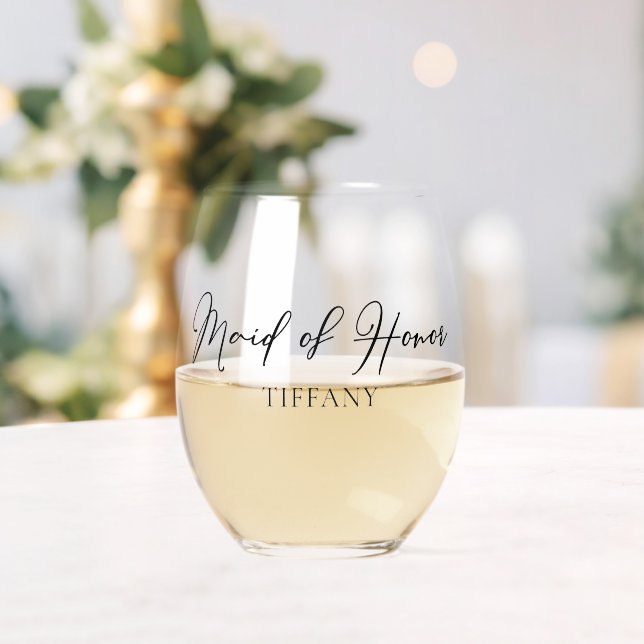 Chic Trauzeugin Anpassbare Schwarze Schrift Weinglas Ohne Stiel (Insitu (Hochzeit))