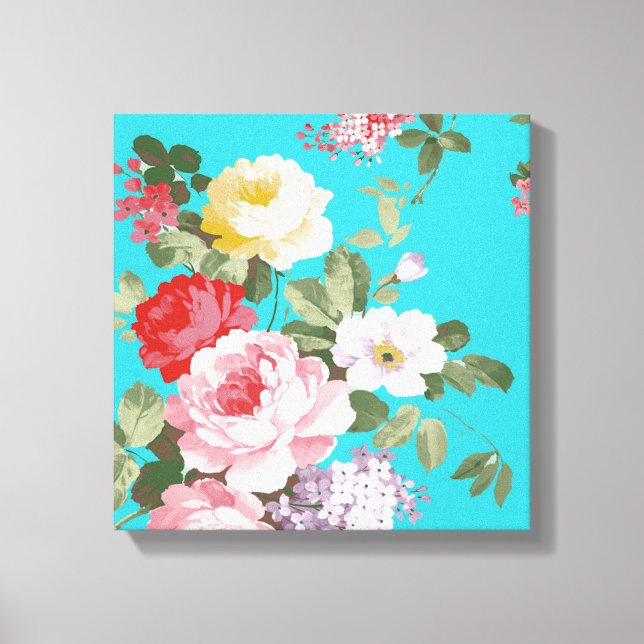 Chic trendrosa rosa Vintage Rose Muster Leinwanddruck (Vorderseite)