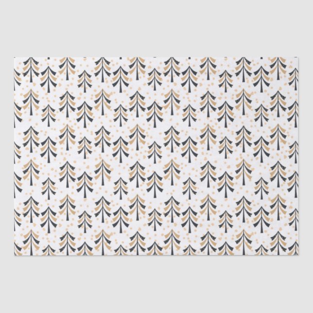 Chic Trendy Black Gold Weihnachtsbaumen Urlaub Seidenpapier (Vorderseite)
