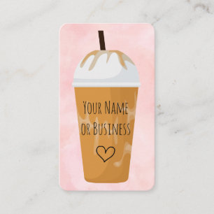 Chic & Trendy Blush Pink Iced Coffee Late Café Visitenkarte