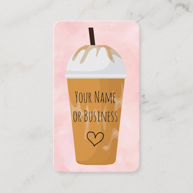 Chic & Trendy Blush Pink Iced Coffee Late Café Visitenkarte (Vorderseite)