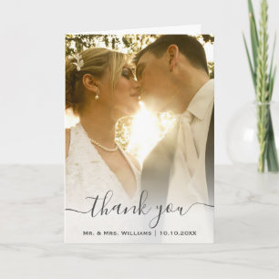Chic Trendy Classic Braut und Groom Wedding Foto Dankeskarte