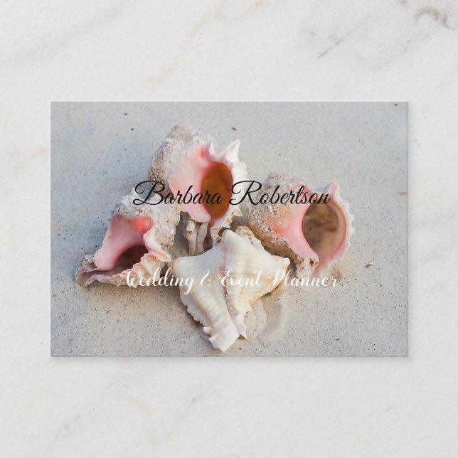 Chic Trendy Coastal Beach Seashells Wedding Visitenkarte (Vorderseite)