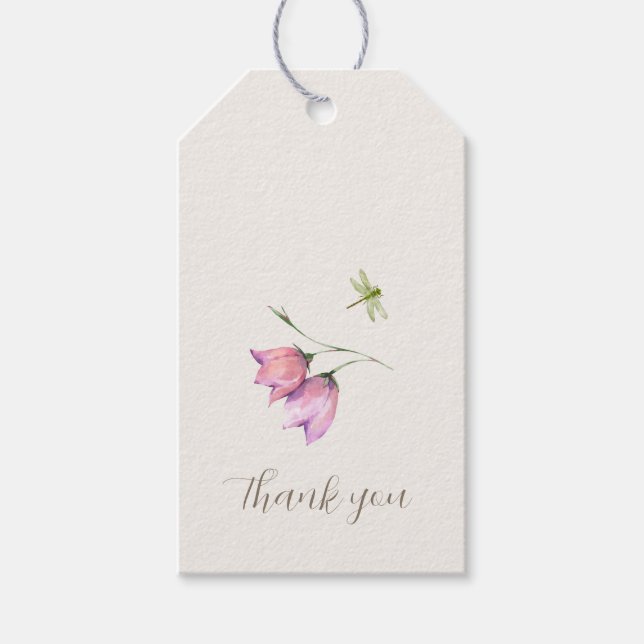 Chic Trendy Floral Bugs Woodland Vielen Dank Geschenkanhänger (Vorderseite)