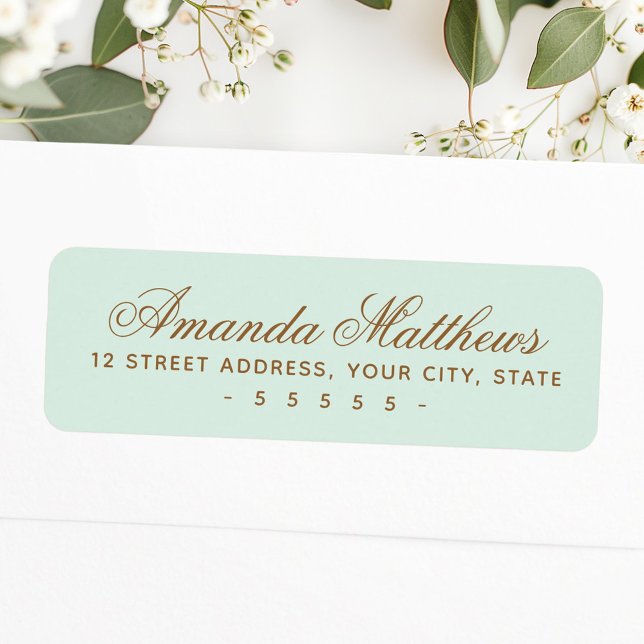Chic trendy Minze Green Kalligrafy Script-Adresse (Chic trendy mint green calligraphy script address label)