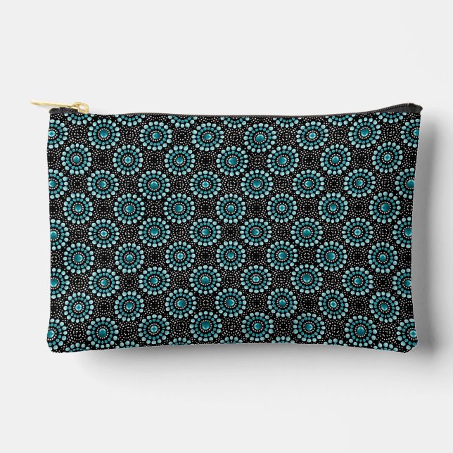 Chic Trendy Modern Stylish Girly Aquamarin Dot Art Zubehörtasche (Vorderseite)