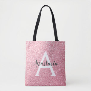 Chic & Trendy Rose Gold Glitzer Glitzern Monogram Tasche