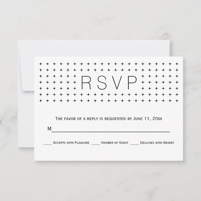 Chic, trendy schwarz, weiß geometrische Hochzeit R RSVP Karte (Vorderseite)