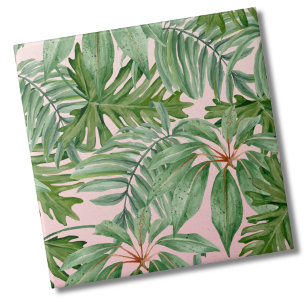Chic Trendy Stylish Tropical Floral Pink Palm Leaf Fliese