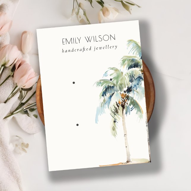 Chic Tropical Coastal Palm Tree 2 Earring Display Visitenkarte (Von Creator hochgeladen)