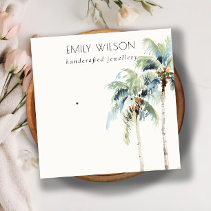 Chic Tropical Coastal Palm Tree Earring Display Quadratische Visitenkarte